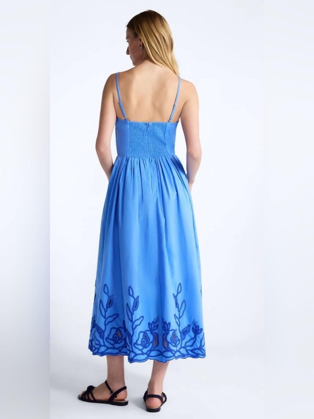 Free Assembly Women’s Plus Embroidery Cotton Midi Dress - Picture 2 of 4